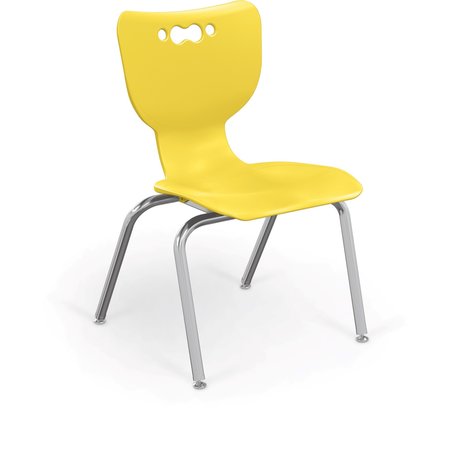 MOORECO Hierarchy School Chair, 4 Leg, 16" Chrome Frame, Yellow Armless Shell, PK5 53316-5-YELLOW-NA-CH